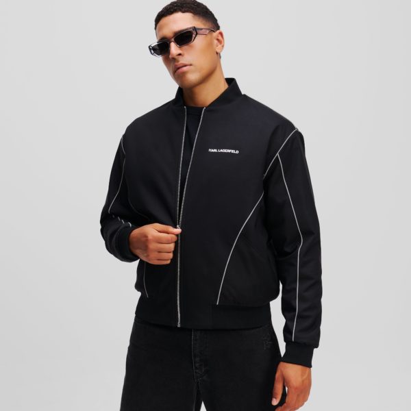 Karl Lagerfeld, Blouson Aviateur Réversible Réfléchissant, Homme, Noir, Taille: XXS
