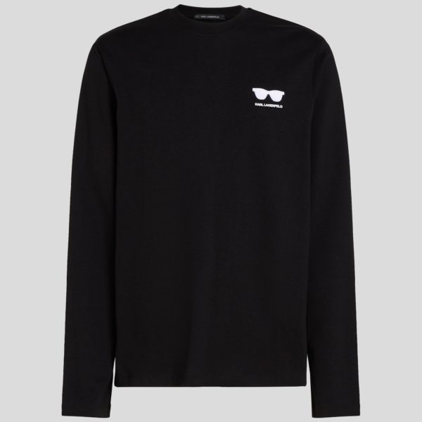 Karl Lagerfeld, T-shirt À Manches Longues Lunettes De Soleil, Homme, Noir, Taille: XXXL