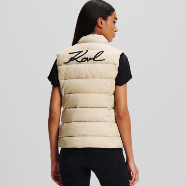 Karl Lagerfeld, Karl Signature Gilet Matelassé Ultra-léger, Femme, Beige clair, Taille: X48