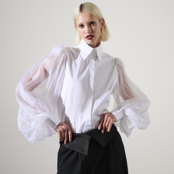 Karl Lagerfeld, Chemise À Manches En Soie Karl Studio, Femme, Blanc, Taille: X48