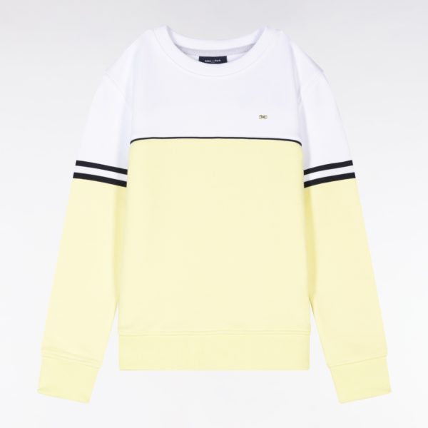 Sweatshirt Bicolore En Coton Jaune Et Blanc Coupe Droite Eden Park