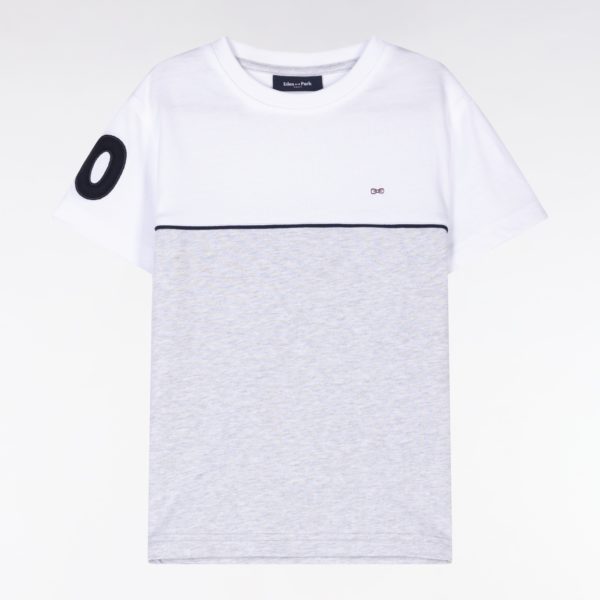 T-shirt Bicolore En Coton Gris Coupe Droite Eden Park