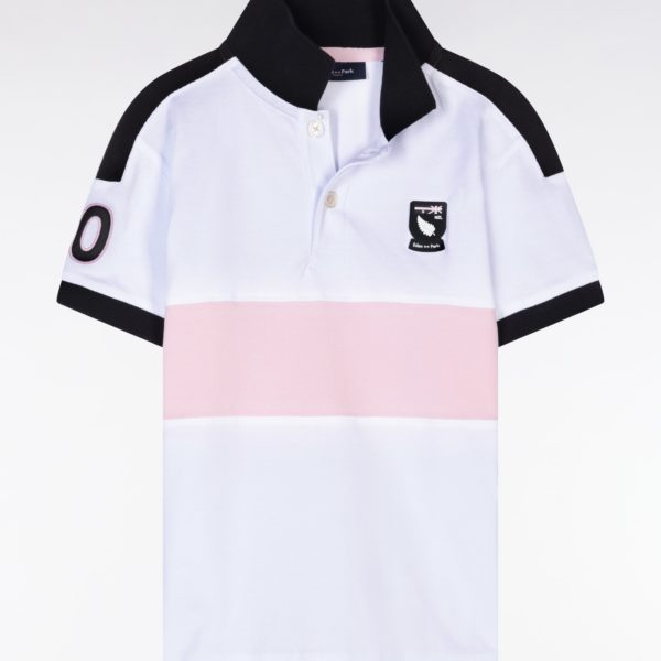 Polo New Zealand En Piqué De Coton Blanc Et Rose Coupe Droite Eden Park
