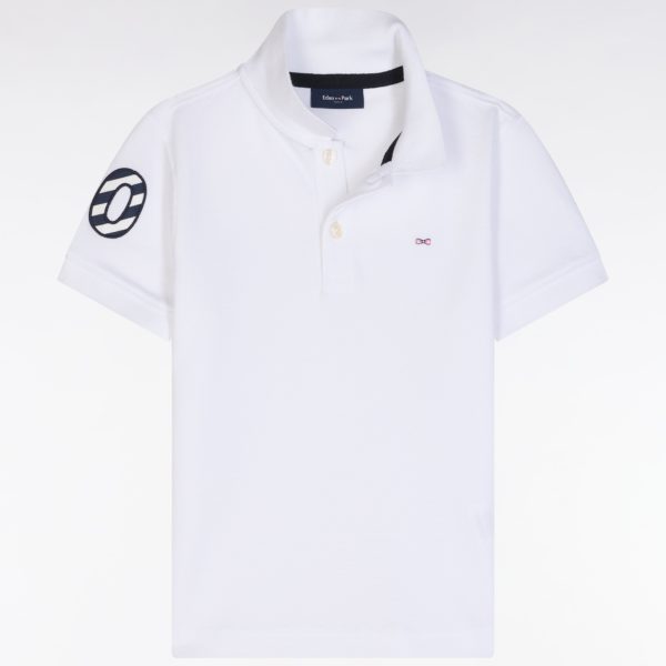 Polo À Manches Courtes En Piqué Coton Blanc Broderie 10 Coupe Droite Eden Park