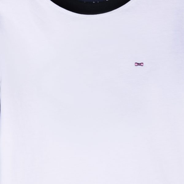 T-shirt En Coton Marine Et Blanc À Broderie Dos Cerclée Coupe Droite Eden Park