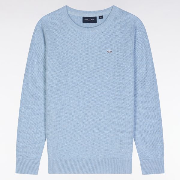 Pull Col Rond En Coton Ciel Coupe Droite Eden Park