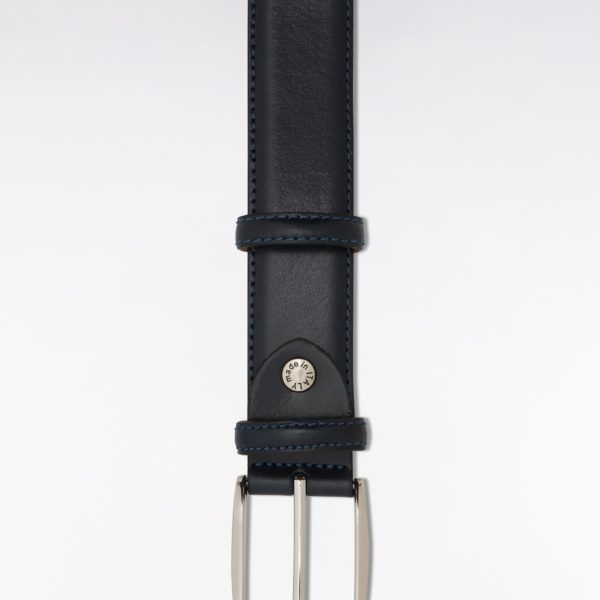 Ceinture En Cuir Lisse Marine À Double Passants Eden Park
