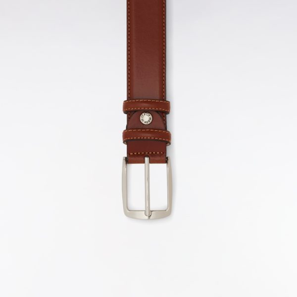 Ceinture En Cuir Lisse Marron À Double Passants Eden Park