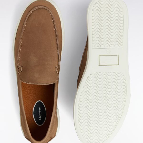 Mocassins À Semelles Sneakers En Cuir Suédé Camel Eden Park
