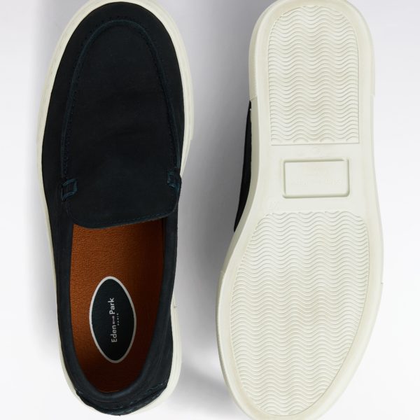 Mocassins Femme À Semelles Sneakers En Cuir Suédé Marine Eden Park