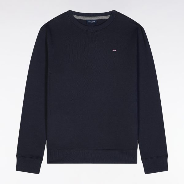 Sweatshirt À Col Rond En Molleton Coton Marine Coupe Droite Eden Park
