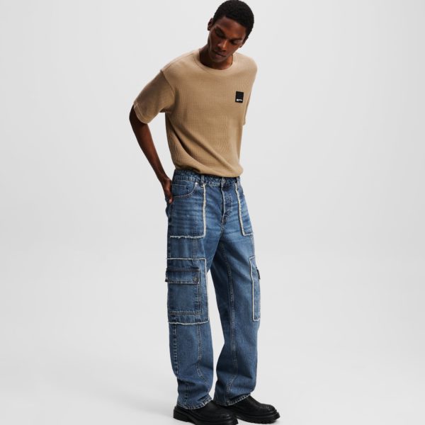Karl Lagerfeld, Jean Décontracté Style Utilitaire, Homme, Bleu moyen lavé teinté, Taille: L36
