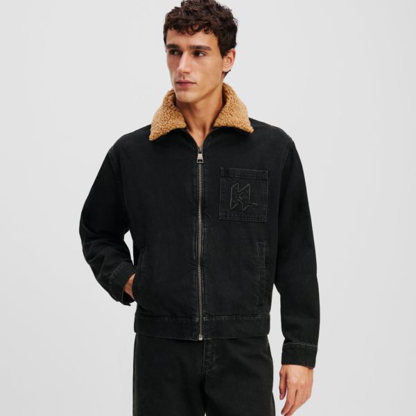 Karl Lagerfeld, Veste En Jean Kl Monogram, Homme, Denim gris délavé, Taille: XXS
