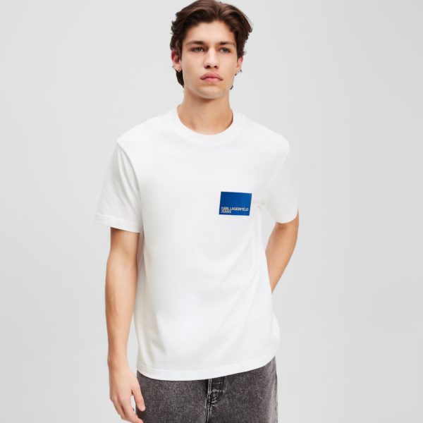 Karl Lagerfeld, T-shirt Avec Logo Encadré, Homme, Blanc, Taille: XXXL