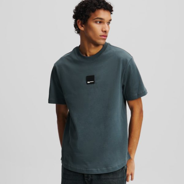 Karl Lagerfeld, T-shirt Klj À Ourlet Incurvé, Homme, Ardoise foncée, Taille: XXXL