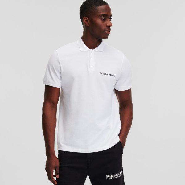 Karl Lagerfeld, Polo À Logo Karl, Homme, Blanc, Taille: XXXL