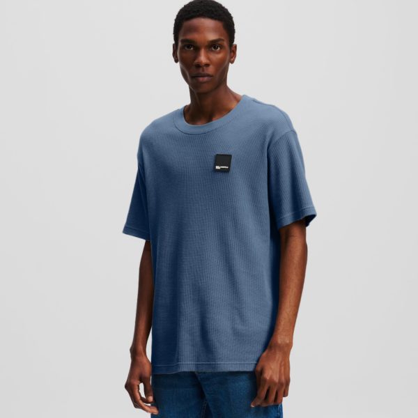 Karl Lagerfeld, T-shirt À Texture Gaufrée, Homme, Indigo vintage, Taille: XXXL
