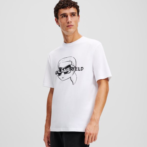 Karl Lagerfeld, T-shirt Graphique Ikon, Homme, Blanc, Taille: XXXL