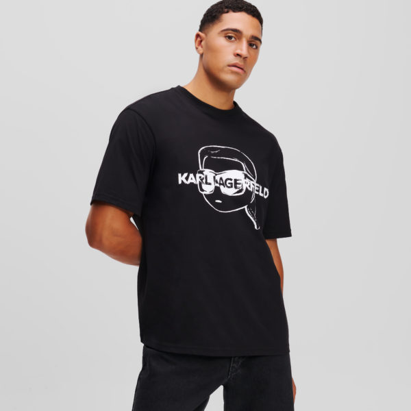 Karl Lagerfeld, T-shirt Graphique Ikon, Homme, Noir, Taille: XXXL