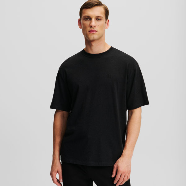 Karl Lagerfeld, T-shirt En Laine Mélangée Kl Monogram, Homme, Asphalte, Taille: XXXL