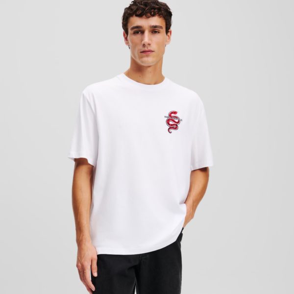Karl Lagerfeld, T-shirt Nouvel An Lunaire, Homme, Blanc, Taille: XXXL