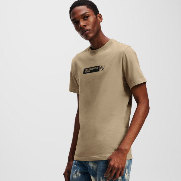 Karl Lagerfeld, T-shirt Ajusté, Homme, Taupe du désert, Taille: XXXL