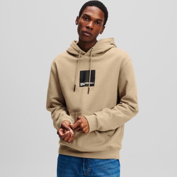 Karl Lagerfeld, Sweat À Capuche Avec Logo Klj Encadré, Homme, Taupe du désert, Taille: XXXL