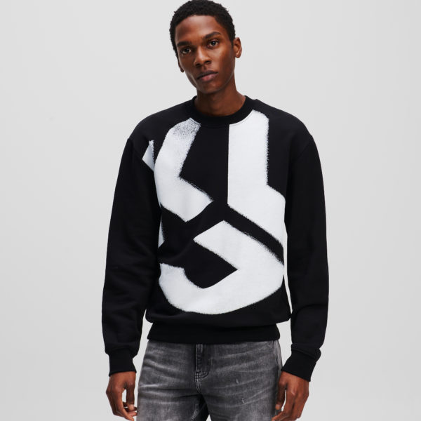 Karl Lagerfeld, Sweat-shirt Effet Délavé Klj Monogram, Homme, Noir, Taille: XXXL