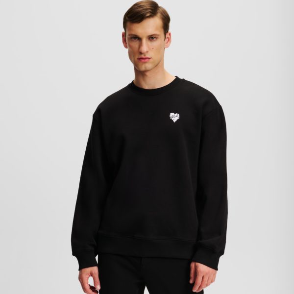 Karl Lagerfeld, Sweat-shirt K/heart, Homme, Noir, Taille: XXXL