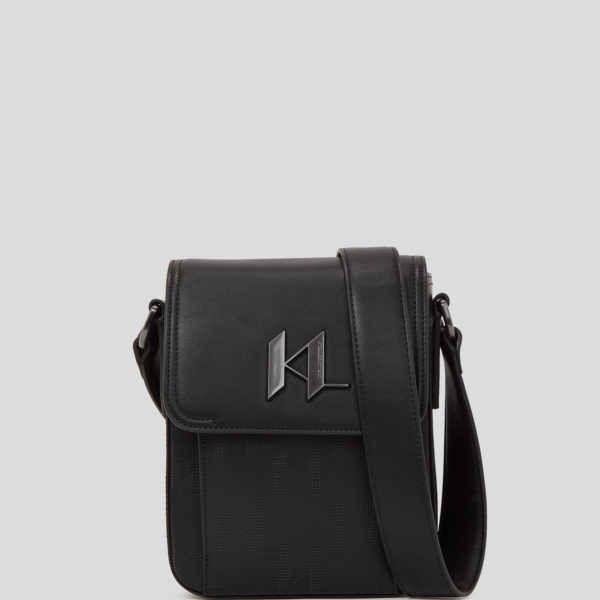 Karl Lagerfeld, Sac Bandoulière Nord-sud Perforé K/plak, Homme, Noir, Taille: X00