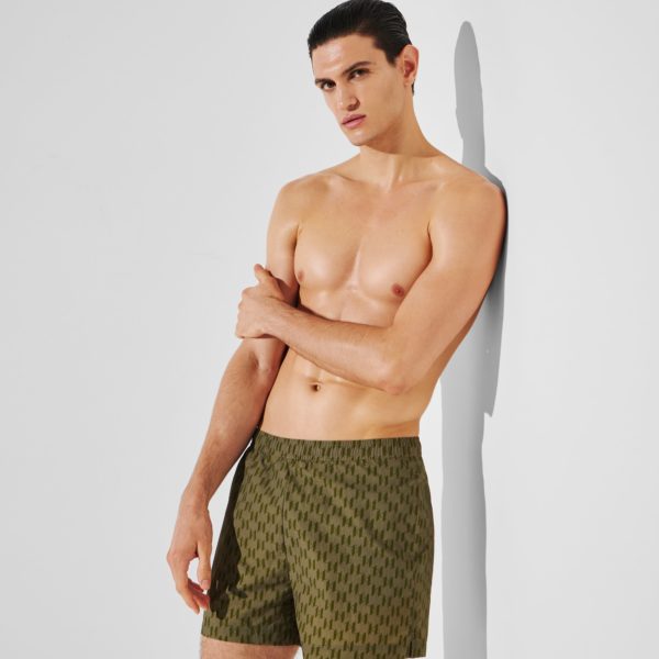 Karl Lagerfeld, Short De Bain Kl Monogram, Homme, All Over Monogram Print 4 Leaf Clover (trèfle à 4 feuilles), Taille: XXS
