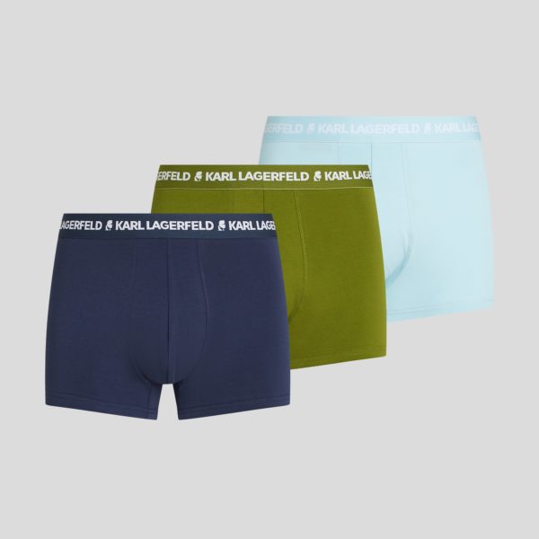 Karl Lagerfeld, Caleçons Avec Logo Karl – Lot De 3, Homme, Pesto-Bleu froid-Mood Indigo, Taille: XXS