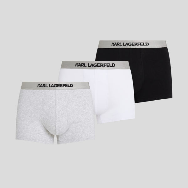 Karl Lagerfeld, Caleçons Avec Logo Karl Métallisé – Lot De 3, Homme, Noir/Blanc/Gris, Taille: XXS