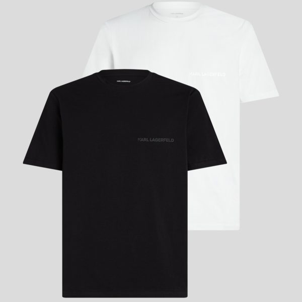 Karl Lagerfeld, T-shirt À Logo Karl – Lot De 2, Homme, Noir/Blanc, Taille: XXS