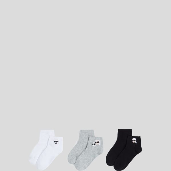 Karl Lagerfeld, Chaussettes Courtes Ikon – 3-pack, Homme, Noir/Blanc/Gris, Taille: X4346