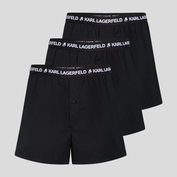 Karl Lagerfeld, Short Boxer Tissé Avec Logo Karl – Lot De 3, Homme, Noir, Taille: XXS