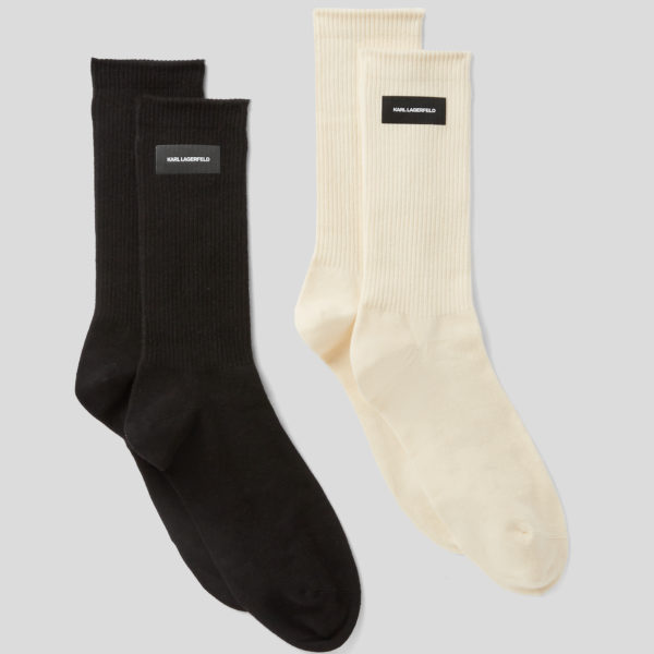 Karl Lagerfeld, Chaussettes À Logo Karl – Lot De 2 Paires, Homme, Noir/Blanc, Taille: X00