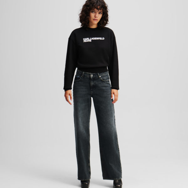Karl Lagerfeld, Jean Décontracté Taille Mi-haute, Femme, Bleu délavé Noir, Taille: L3232