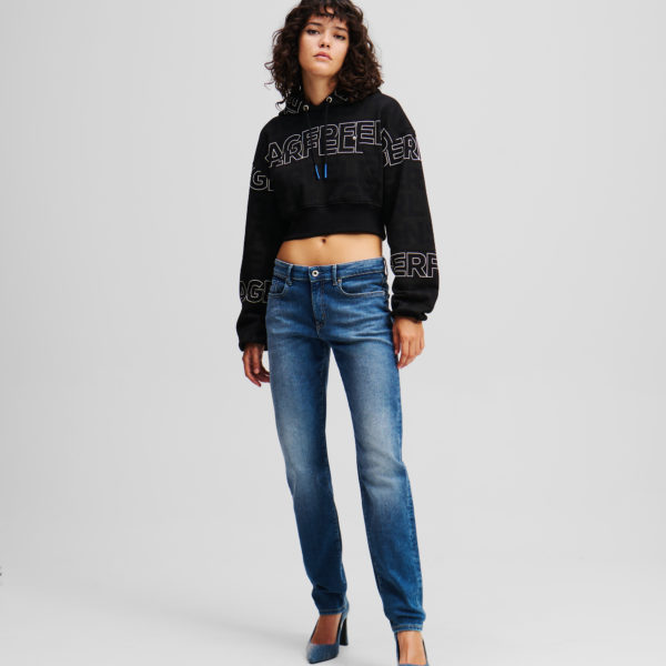 Karl Lagerfeld, Jean Slim Taille Mi-haute, Femme, Bleu foncé délavé, Taille: L3232