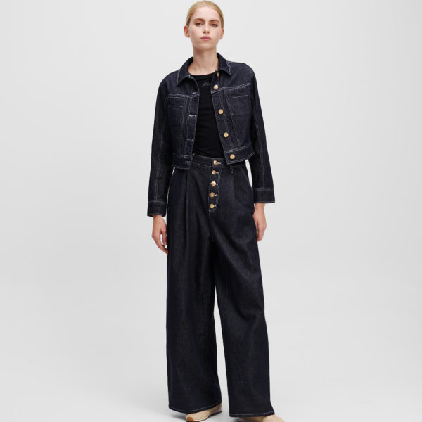 Karl Lagerfeld, Jean Large À Braguette Boutonnée, Femme, Bleu Foncé, Taille: X30