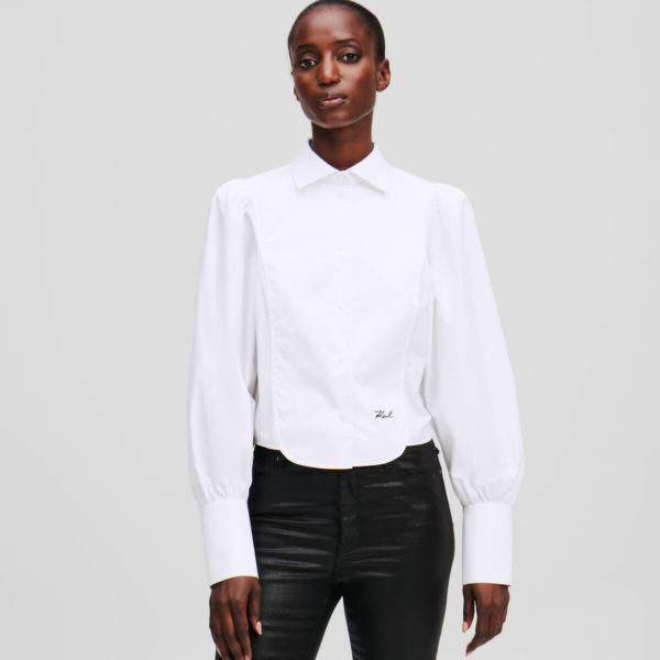 Karl Lagerfeld, Chemise En Popeline À Plastron, Femme, Blanc, Taille: X48