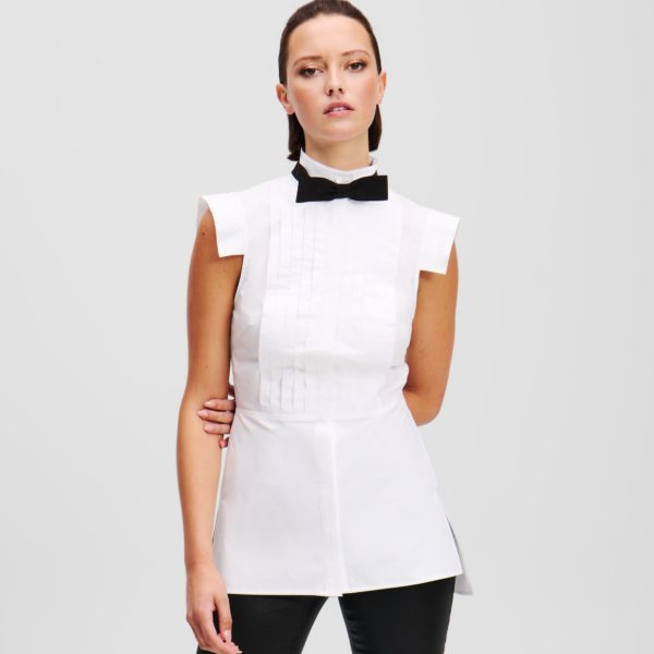 Karl Lagerfeld, Blouse À Nœud Sans Manches, Femme, Blanc, Taille: X48