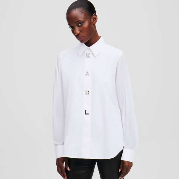 Karl Lagerfeld, Chemise Ornée Des Lettres Karl, Femme, Blanc, Taille: X48