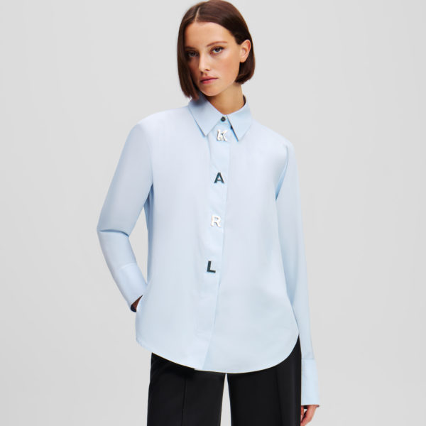 Karl Lagerfeld, Chemise Ornée Des Lettres Karl, Femme, Bleu Kentucky, Taille: X48
