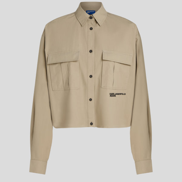 Karl Lagerfeld, Chemise Boxy Au Style Utilitaire, Femme, Taupe du désert, Taille: XXS