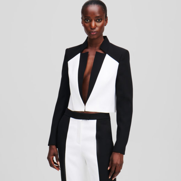 Karl Lagerfeld, Blazer Ajusté À Blocs De Couleurs, Femme, Blanc/Noir, Taille: X48