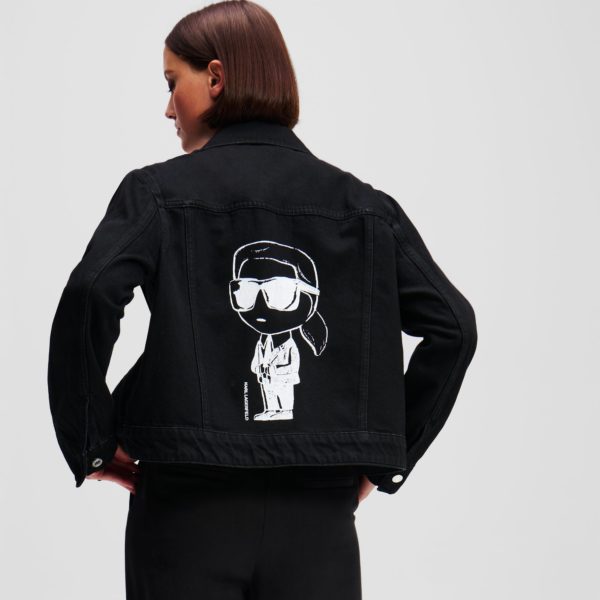 Karl Lagerfeld, Veste En Jean Ikon, Femme, Denim Noir, Taille: XXS