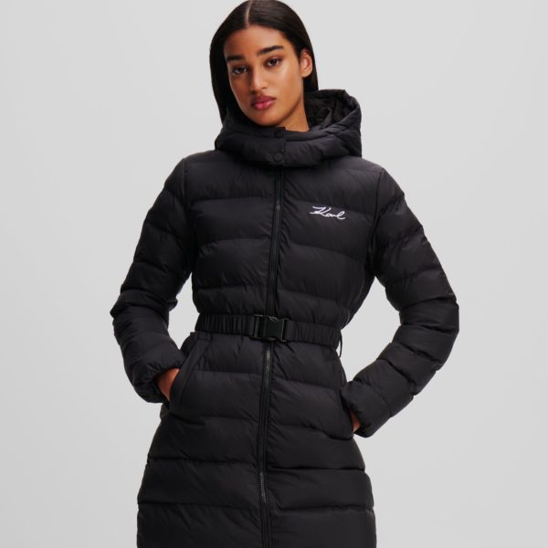 Karl Lagerfeld, Longue Veste Matelassée Karl Signature, Femme, Noir, Taille: X48