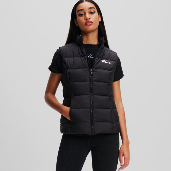 Karl Lagerfeld, Gilet Matelassé Karl Signature, Femme, Noir, Taille: X48