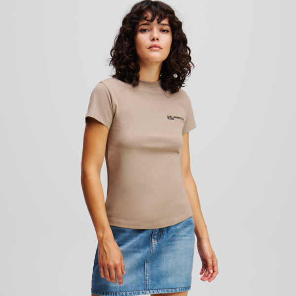 Karl Lagerfeld, T-shirt Ajusté, Femme, Taupe du désert, Taille: XXS